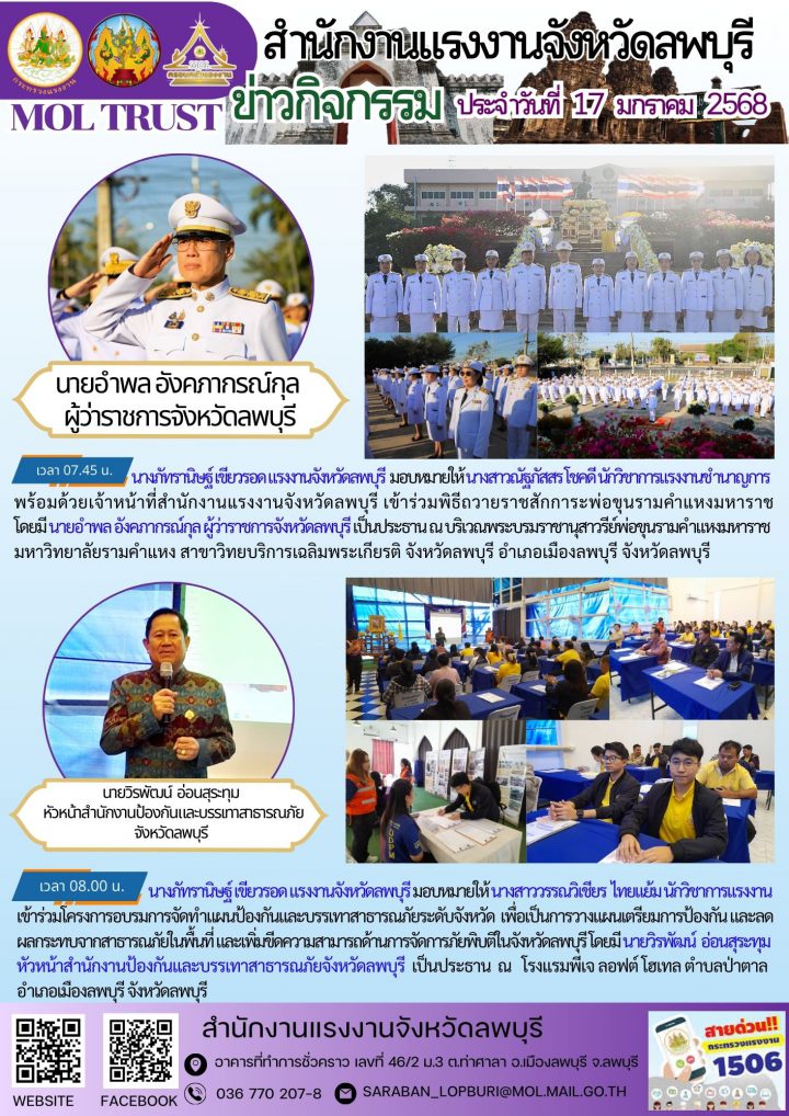 สรจ.ลพบุรี ข่าวกิจกรรมประจำวันที่ 17 มกราคม 2568